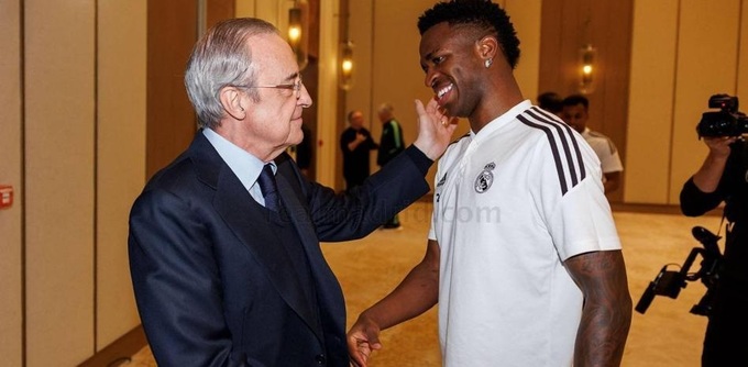 Chủ tịch Florentino Perez của Real Madrid định làm lớn mừng Vinicius Jr giành Quả bóng vàng